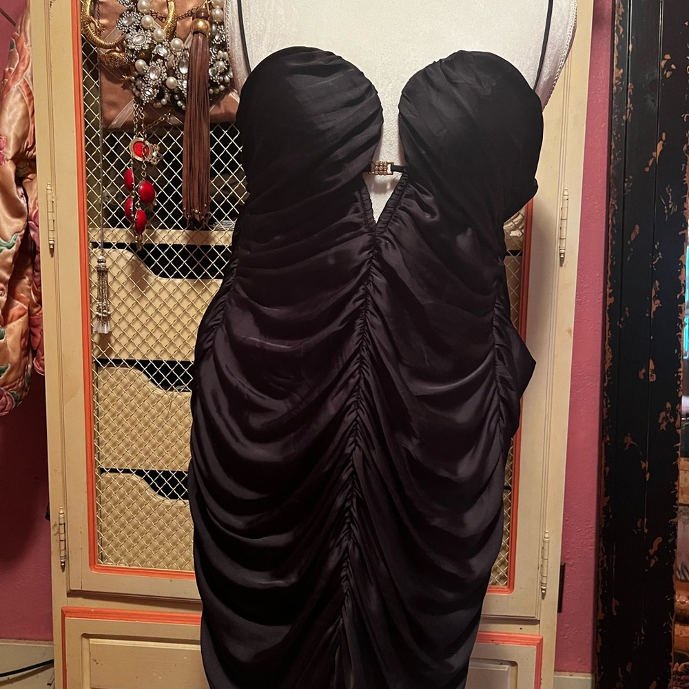 Zara Black Ruched Strapless Bodycon Dress